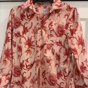 Chico's, Size O, Long-Sleeve, No Iron Shirt, Contemporary Multi-Color Design